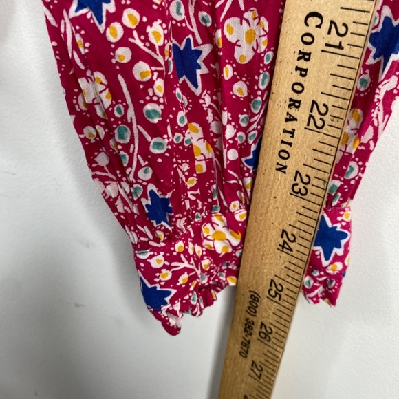 Anthropologie Maeve Marisol Top 14 Pink Printed Blouse Boho Preppy Floral Ruffle - Picture 11 of 12